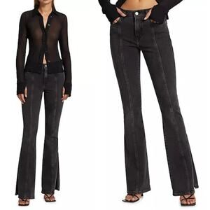 Frame Le High Flare Black Obsidian Clean Flared Jeans High Waisted Sz 24 Women's
